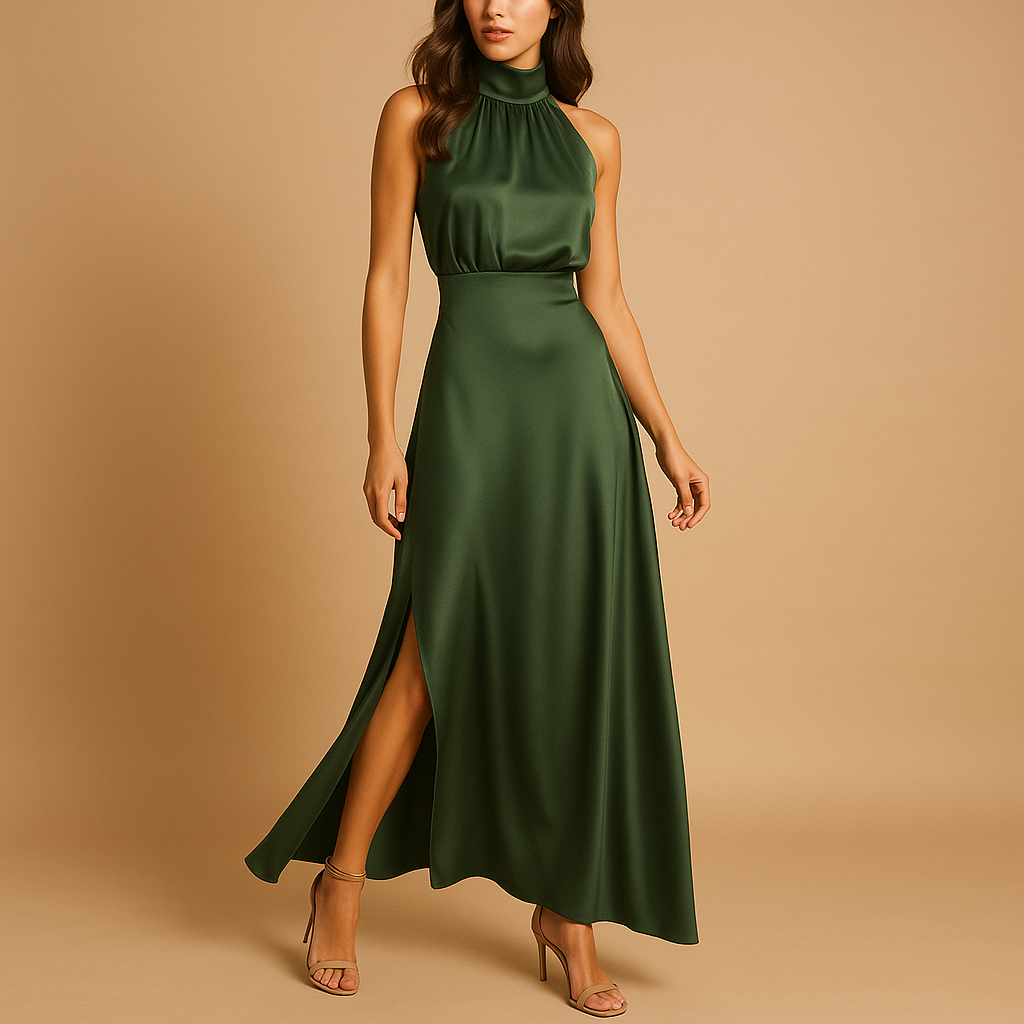 Maxi dress with slit for women named Celeste, with a flattering fit and breathable fabric, available in multiple colors, perfect for summer or special occasions.