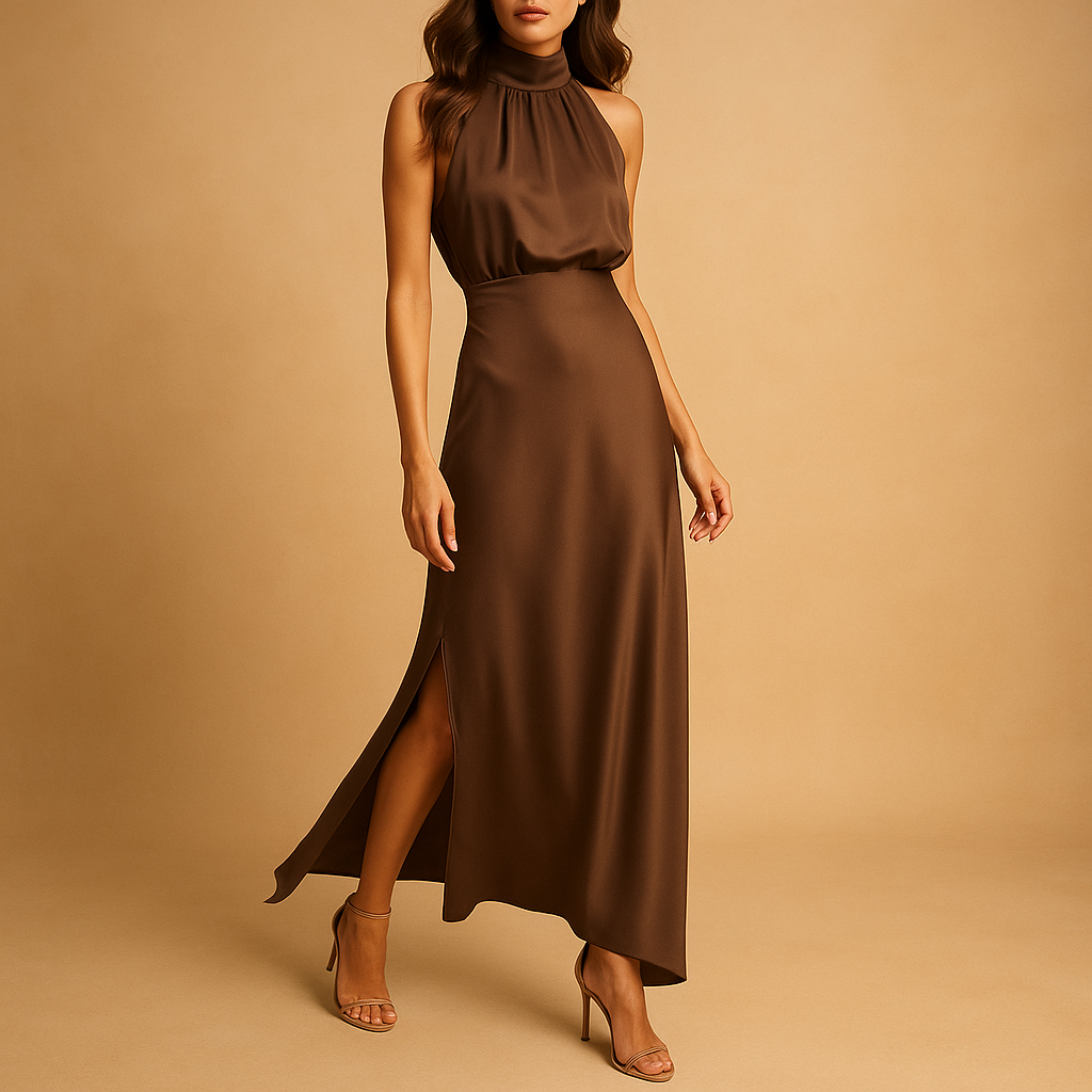 Maxi dress with slit for women named Celeste, with a flattering fit and breathable fabric, available in multiple colors, perfect for summer or special occasions.