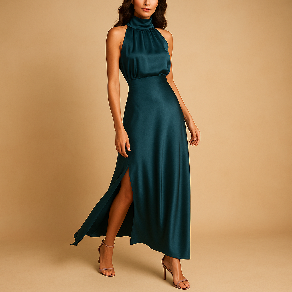 Maxi dress with slit for women named Celeste, with a flattering fit and breathable fabric, available in multiple colors, perfect for summer or special occasions.
