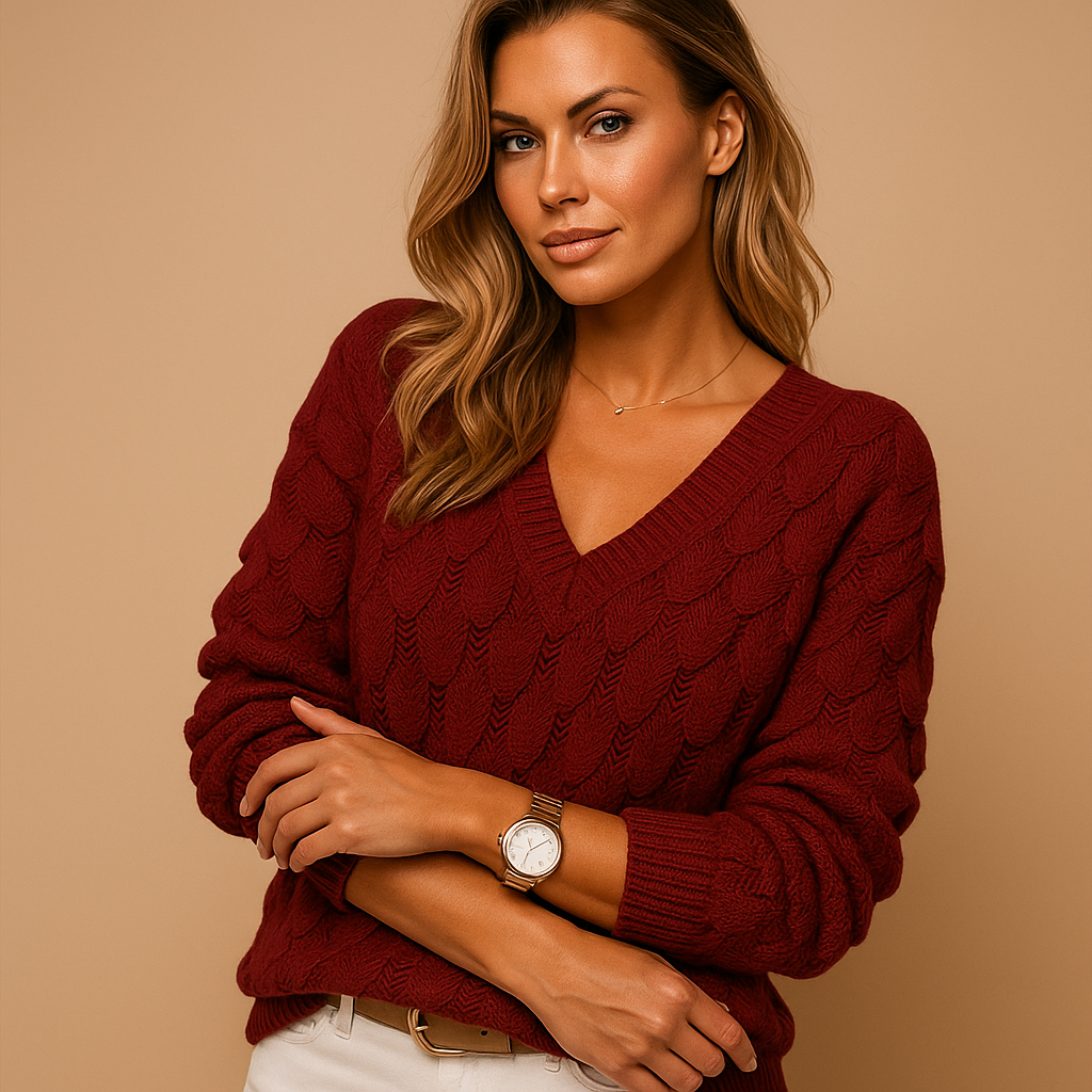 Women’s minimalist knit sweater with round neckline and relaxed fit. Stylish and versatile design, available in classic and trendy colors.