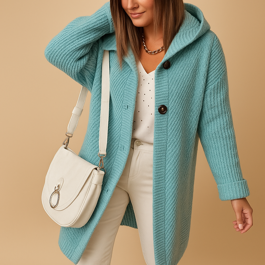Women’s open cardigan vest in breathable fabric with light oversized fit, casual open design, and timeless style, available in beige, black, grey, and blue.