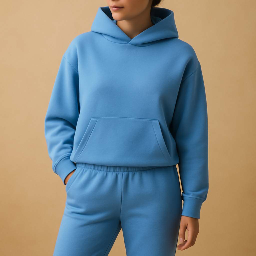 Women’s oversized hoodie and jogger loungewear set in soft fabric, perfect for lounging, casual wear, or cozy evenings at home.