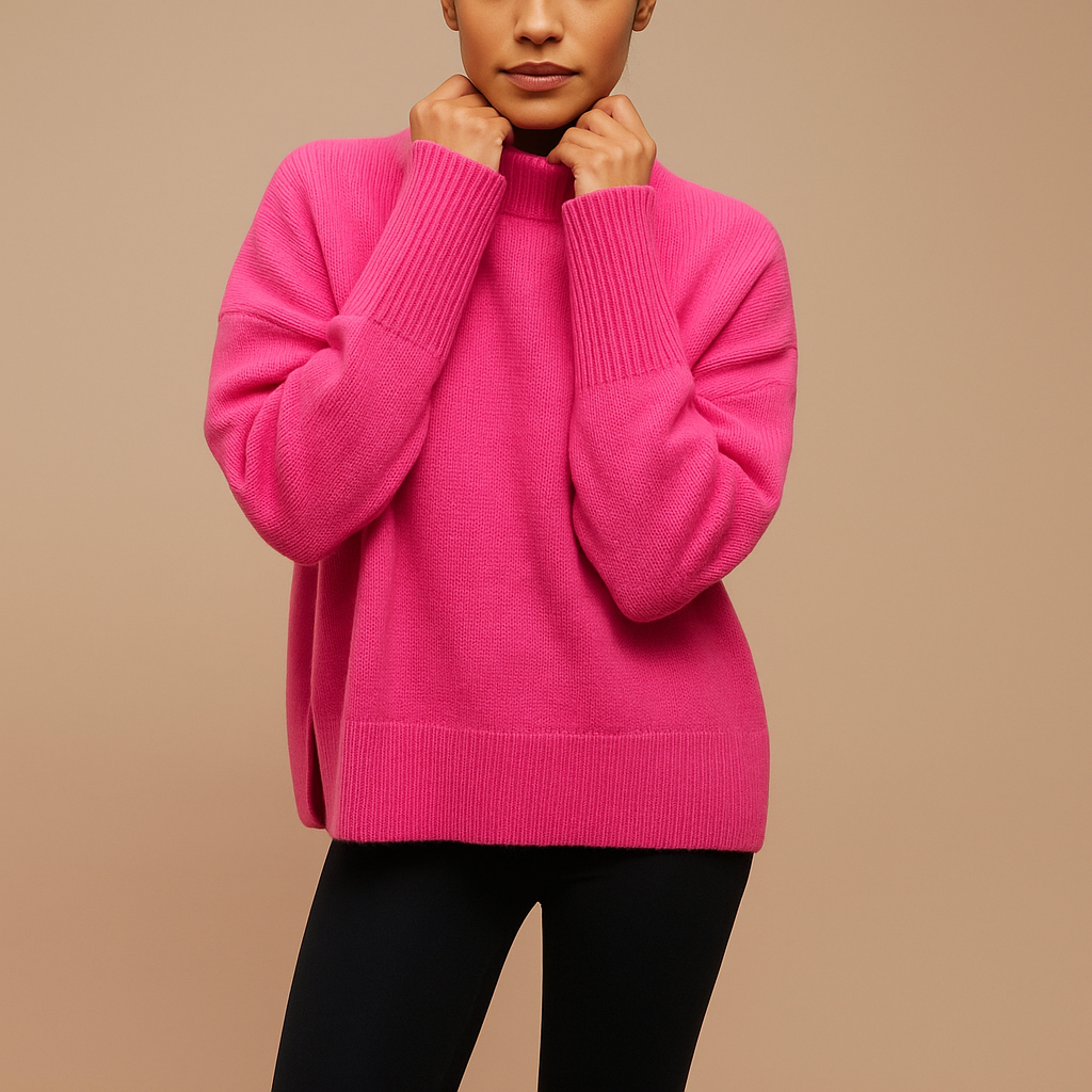 Women’s oversized turtleneck sweater with relaxed silhouette, soft fabric, and chic design. Perfect for casual wear, lounging, and seasonal layering.
