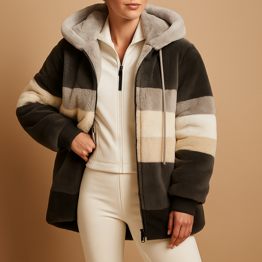 Women’s oversized vintage knitted jacket with relaxed silhouette, side pockets, and soft fabric. Available in six retro-inspired colors for cozy winter wear.
