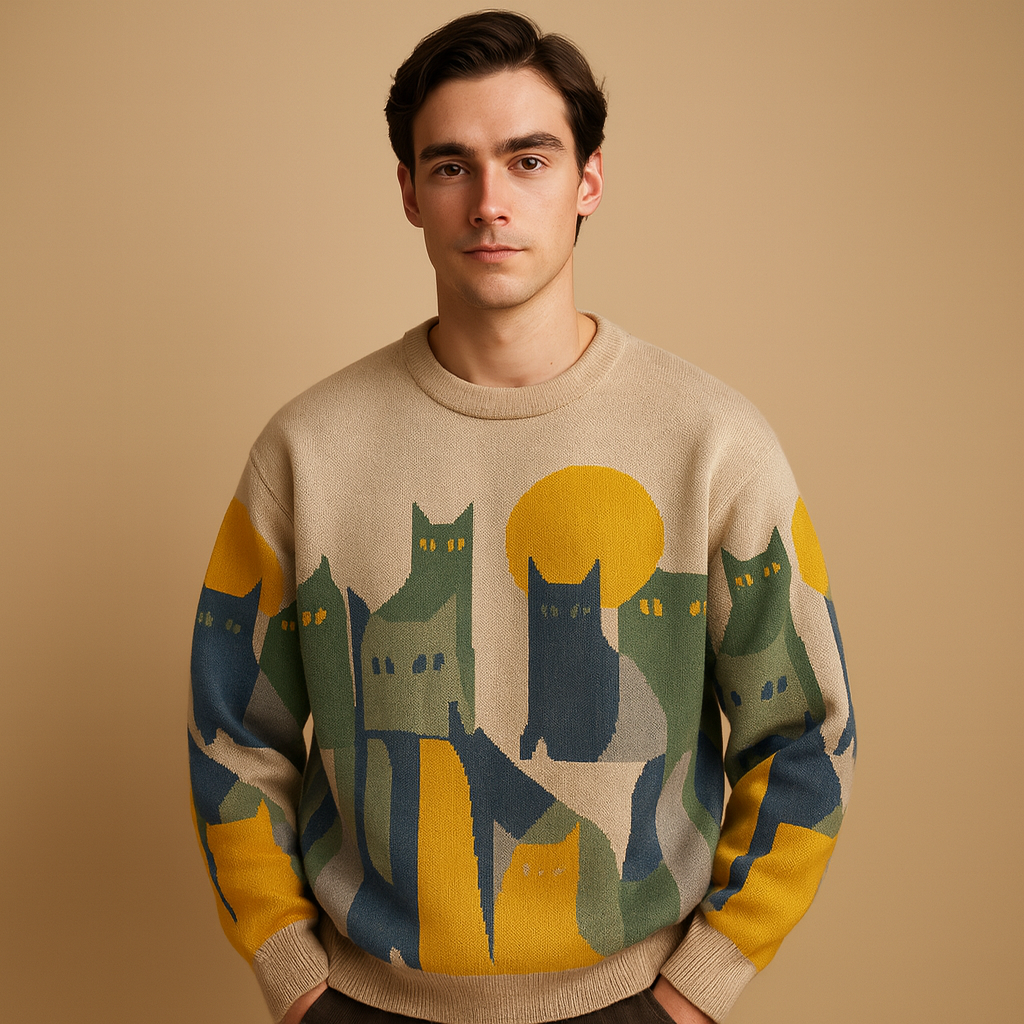 Men’s oversized warm sweater with soft fabric and a modern timeless design, ideal for autumn and winter wear.