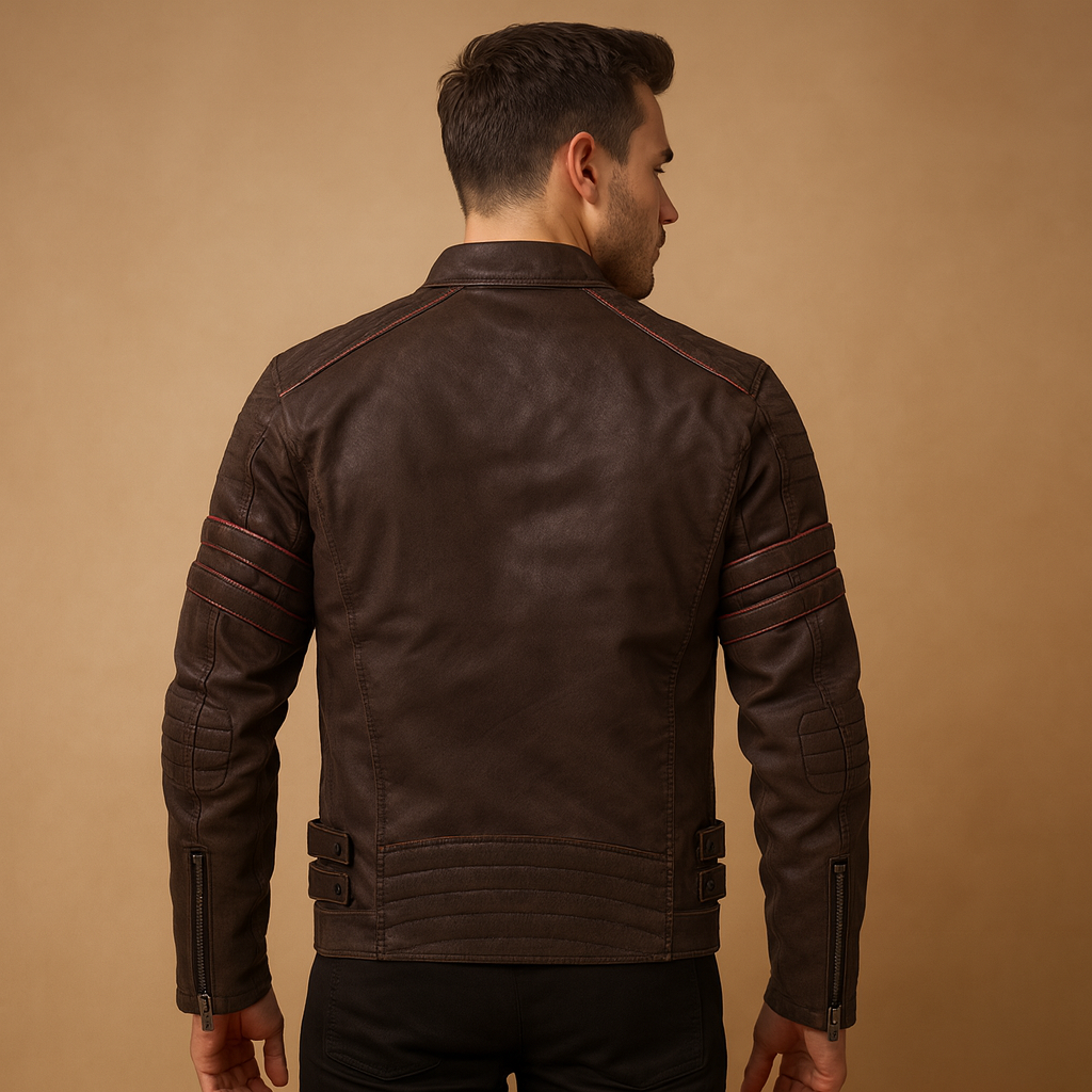 Men’s premium biker jacket with durable weather-resistant material and timeless design, ideal for rides and casual wear.