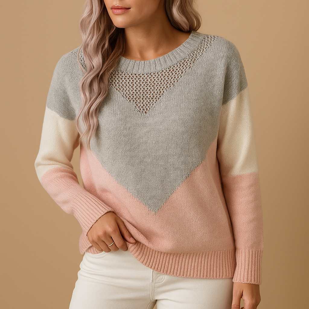 Relaxed knit sweater for women with soft knit texture and minimalist design, perfect for spring days, autumn walks, or cozy winter evenings at home.