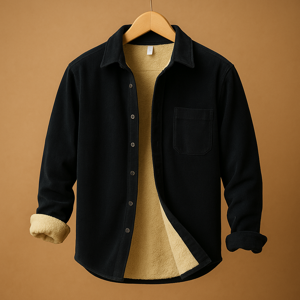 Men’s corduroy shirt with retro design in green, grey, light blue, or dark blue, perfect for casual and timeless outfits.