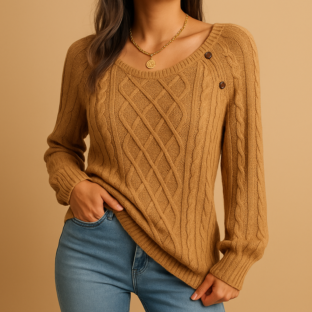 Women’s ribbed knit sweater with soft stretchy fit, long sleeves, and neutral tones, perfect for autumn, winter, and layering outfits.
