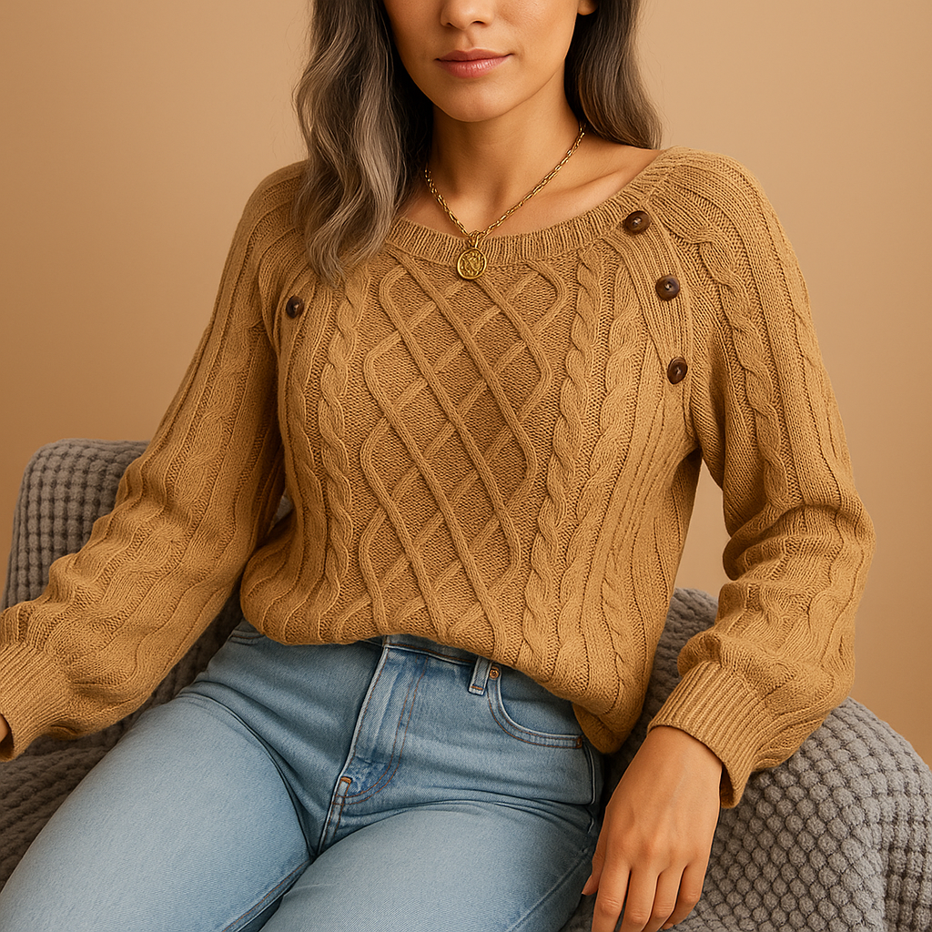 Women’s ribbed knit sweater with soft stretchy fit, long sleeves, and neutral tones, perfect for autumn, winter, and layering outfits.