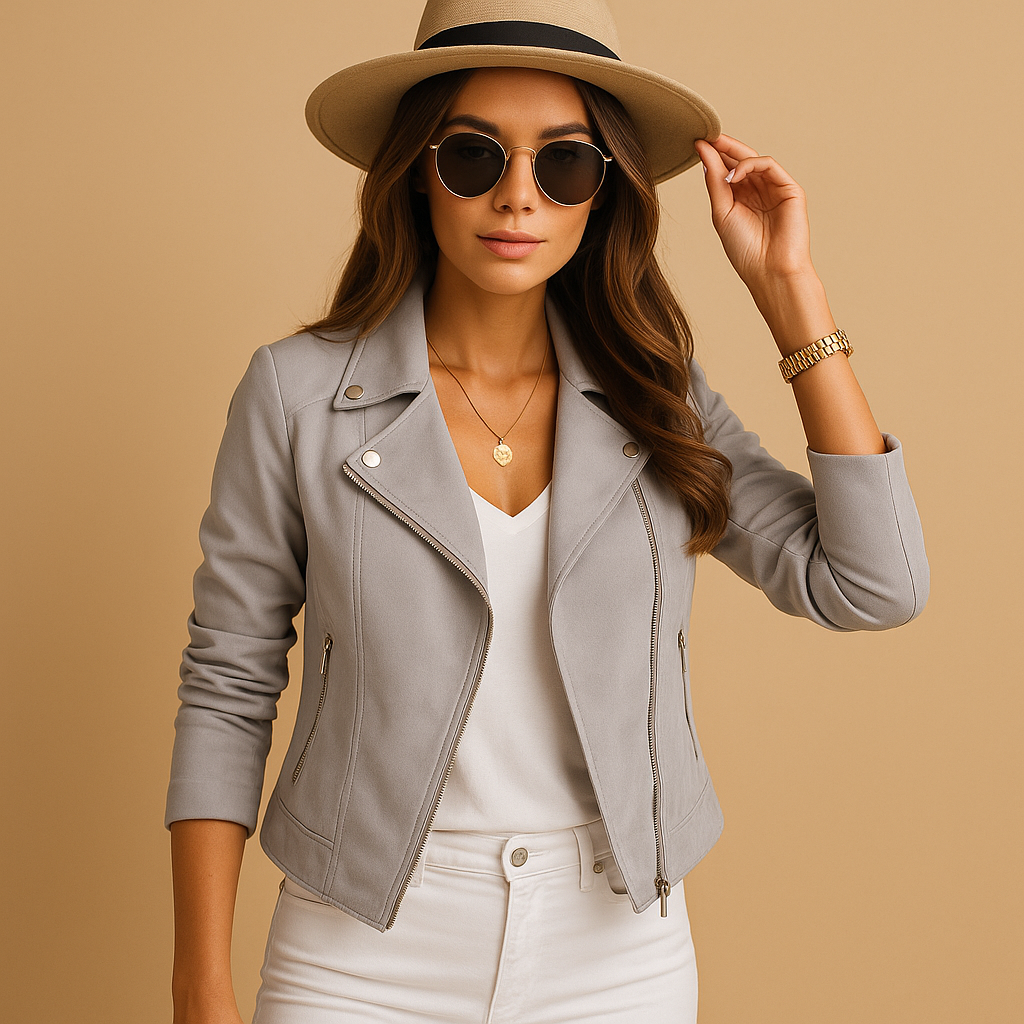 Short lightweight summer jacket for women with modern cut and breathable design, ideal for travel, casual wear, and summer days.