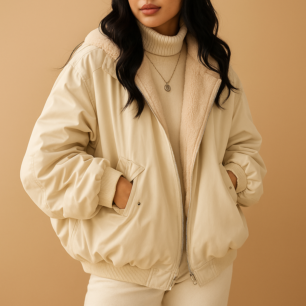 Women’s short winter coat with hood, soft lining, and modern fit. Stylish and warm, ideal for everyday wear and winter city outings.