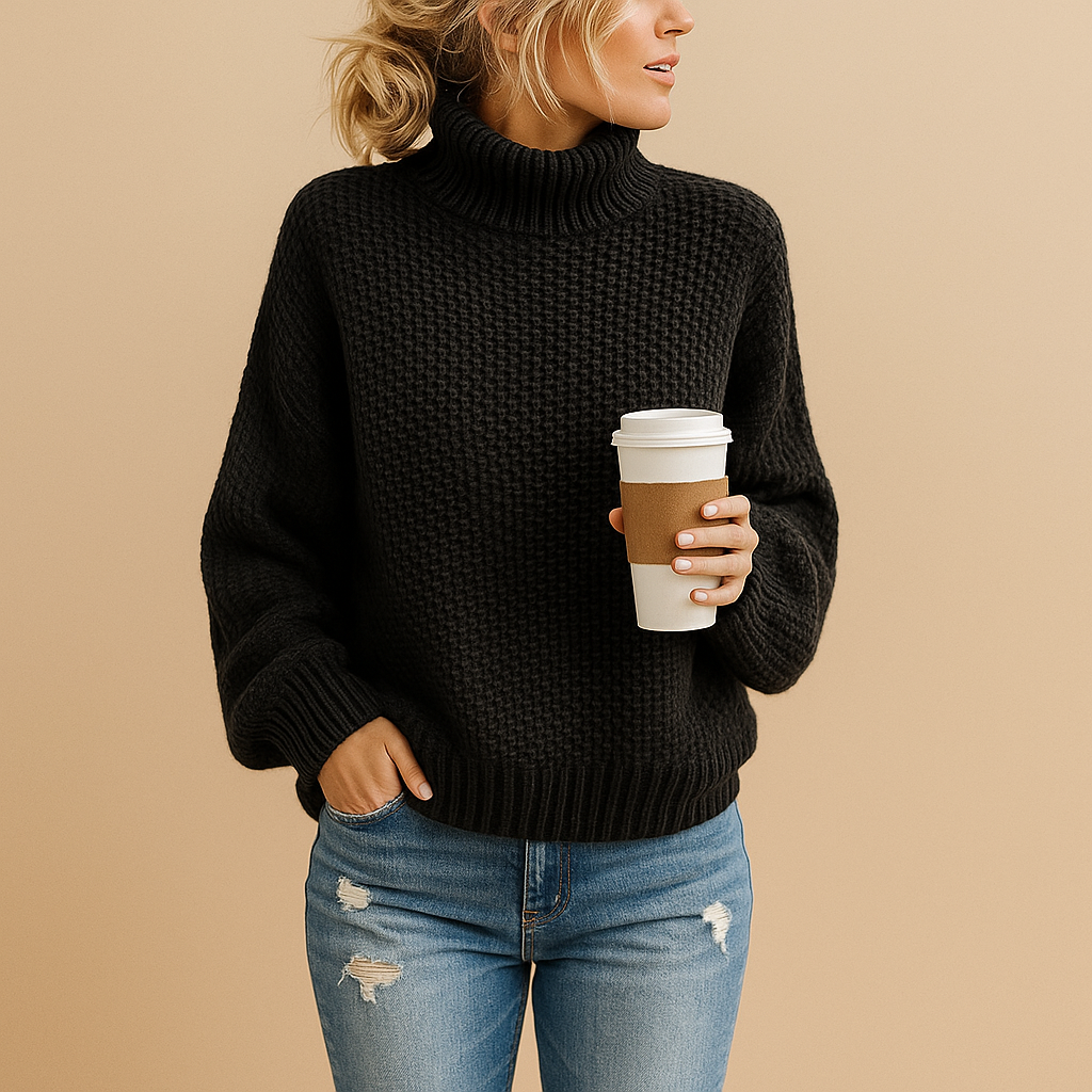 Women’s timeless knitted sweater in neutral colors, versatile for all seasons and easy to style with casual or elegant outfits.
