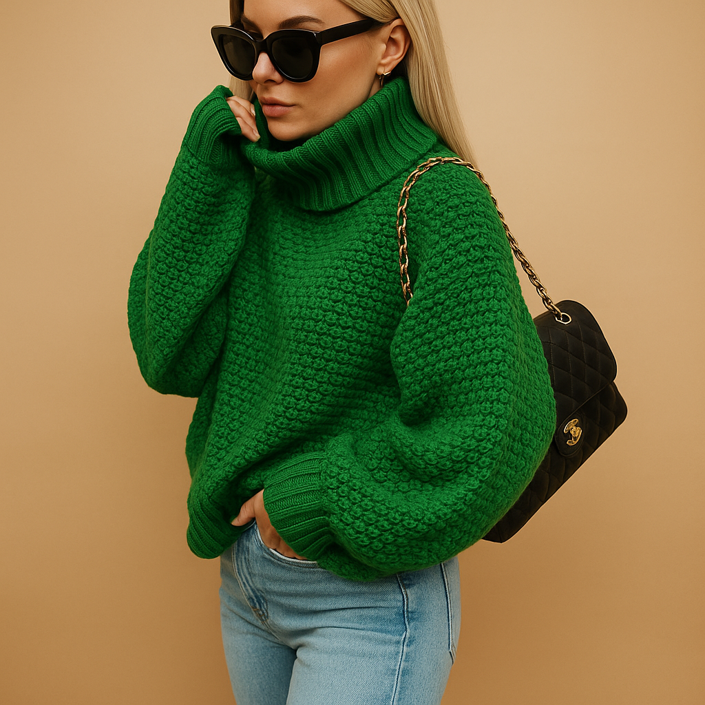 Women’s timeless oversized sweater with classic neckline, breathable fabric, and modern seasonal colors, perfect for casual or dressed-up outfits.