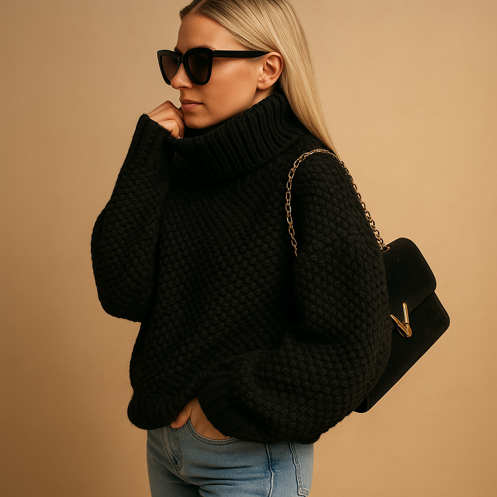 Women’s timeless oversized sweater with classic neckline, breathable fabric, and modern seasonal colors, perfect for casual or dressed-up outfits.