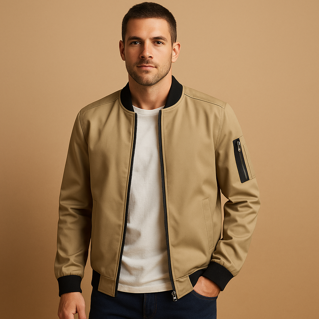 Men’s water-repellent summer jacket with modern fit, perfect for casual walks and formal occasions in warm weather.