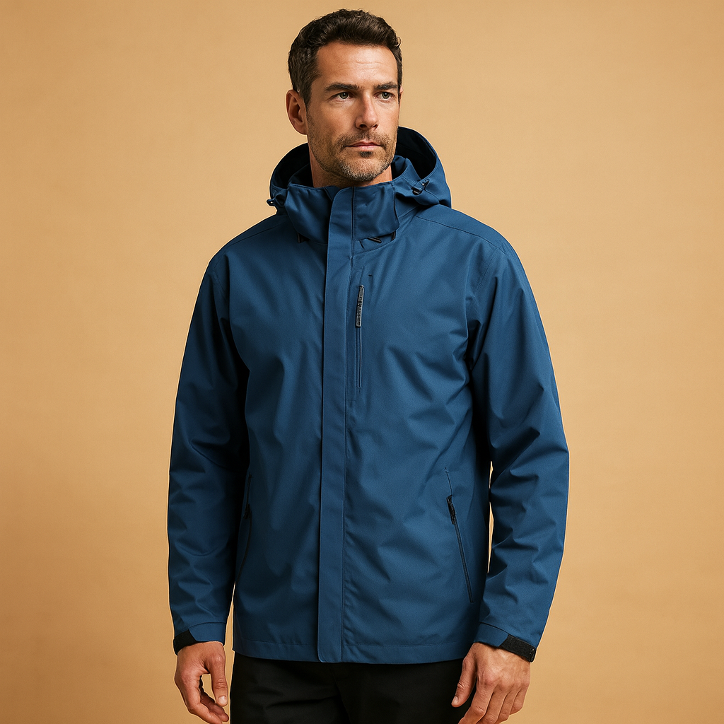 Men’s waterproof winter wind jacket with sleek design and light insulation, ideal for outdoor use and everyday comfort.