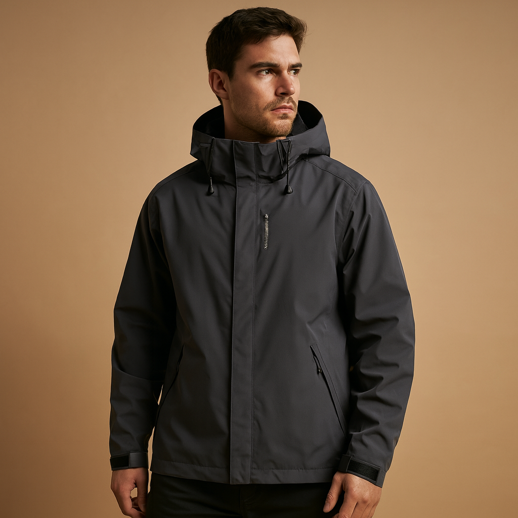 Men’s waterproof winter wind jacket with sleek design and light insulation, ideal for outdoor use and everyday comfort.