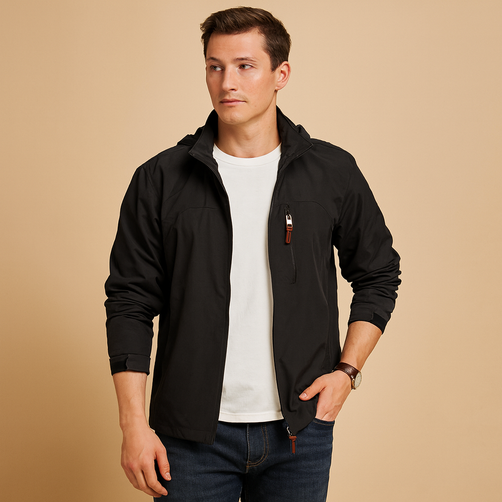 Men’s wind and waterproof jacket with military-inspired design, breathable fabric, and adjustable fit for outdoor and everyday wear.