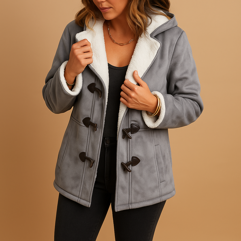 Winter coat for women with thick lining, adjustable hood, and water-resistant outer layer for stylish cold-weather protection.