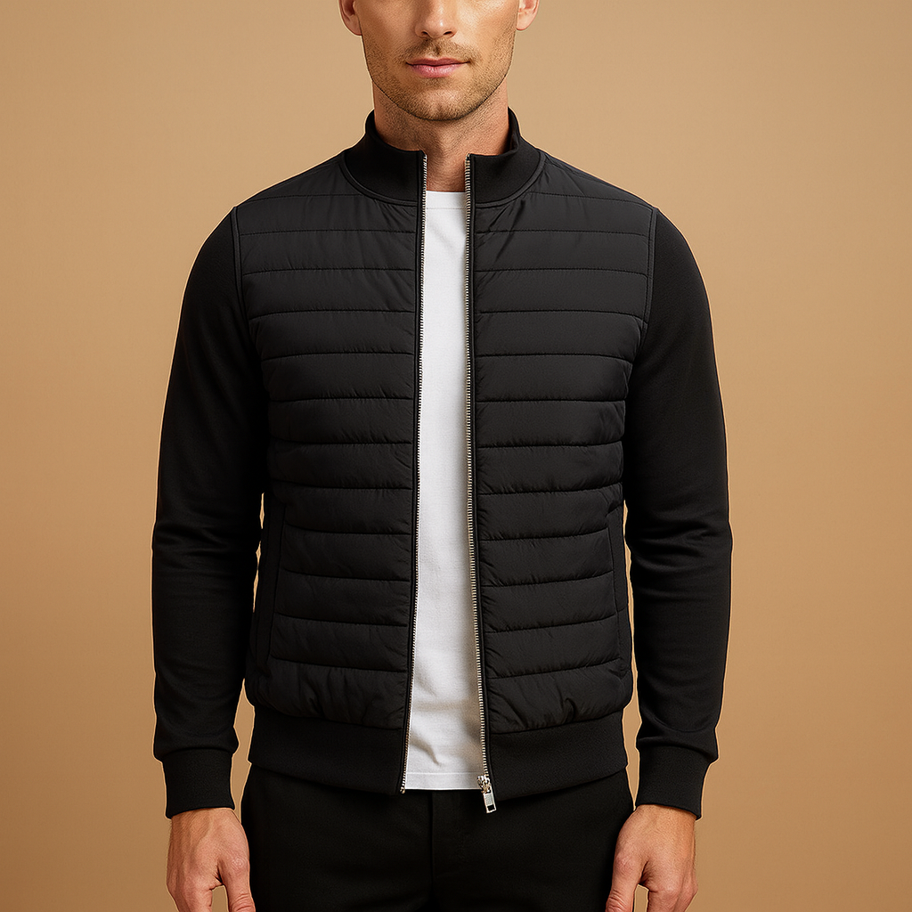 Men’s winter jacket with high collar and windproof cuffs, perfect for cold days and casual everyday wear.