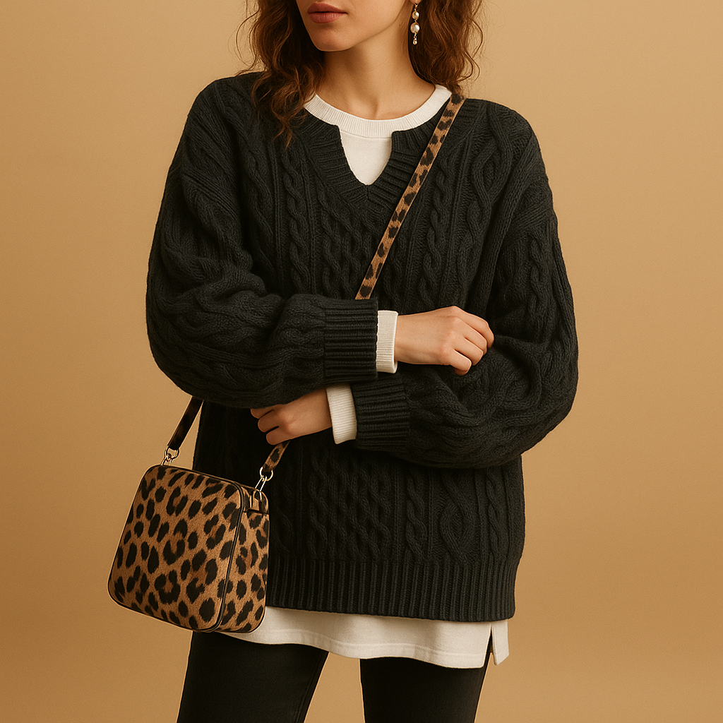 Women's breathable V-neck knit sweater with a relaxed fit and soft cotton fabric, ideal for both office wear and casual weekend outfits.
