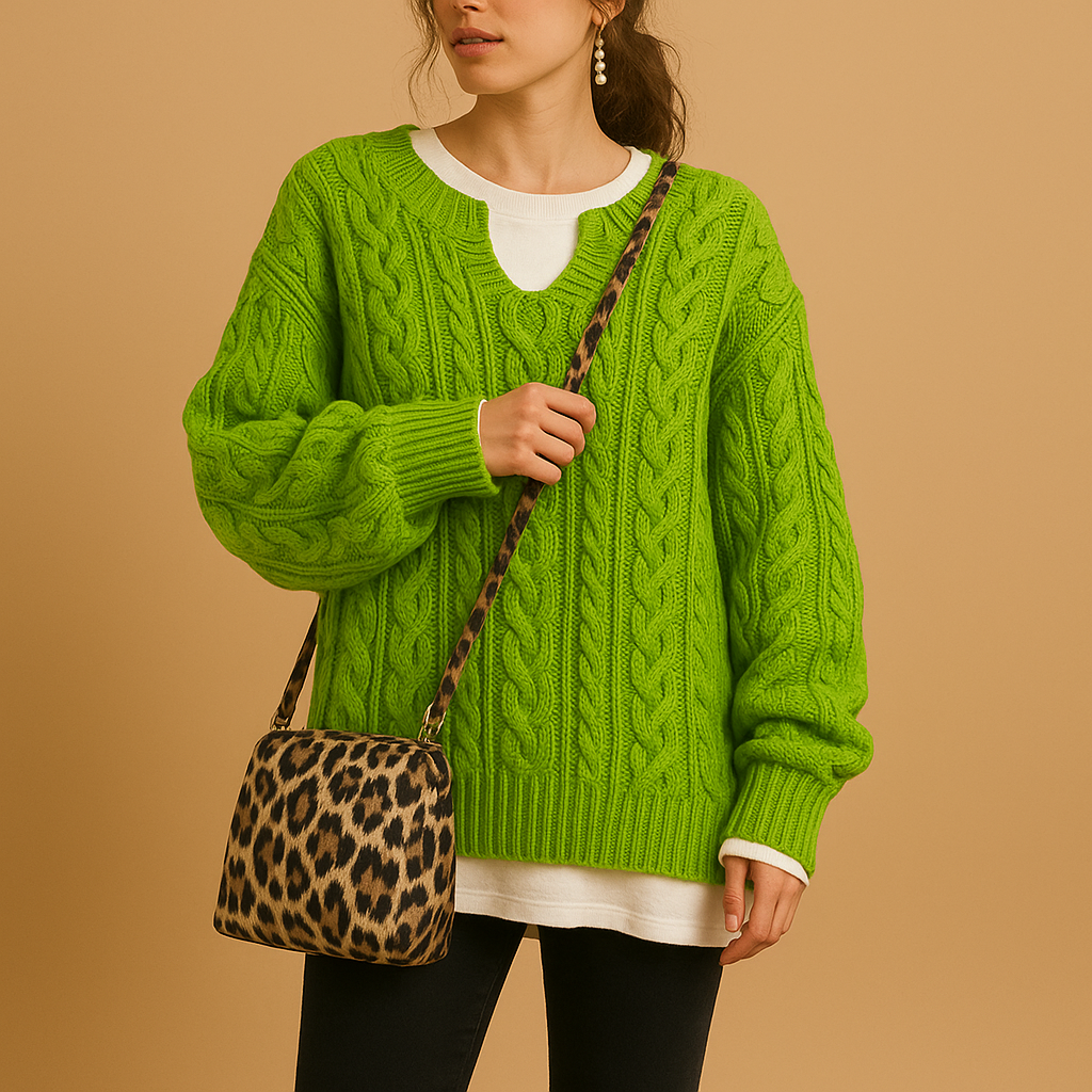 Women's breathable V-neck knit sweater with a relaxed fit and soft cotton fabric, ideal for both office wear and casual weekend outfits.