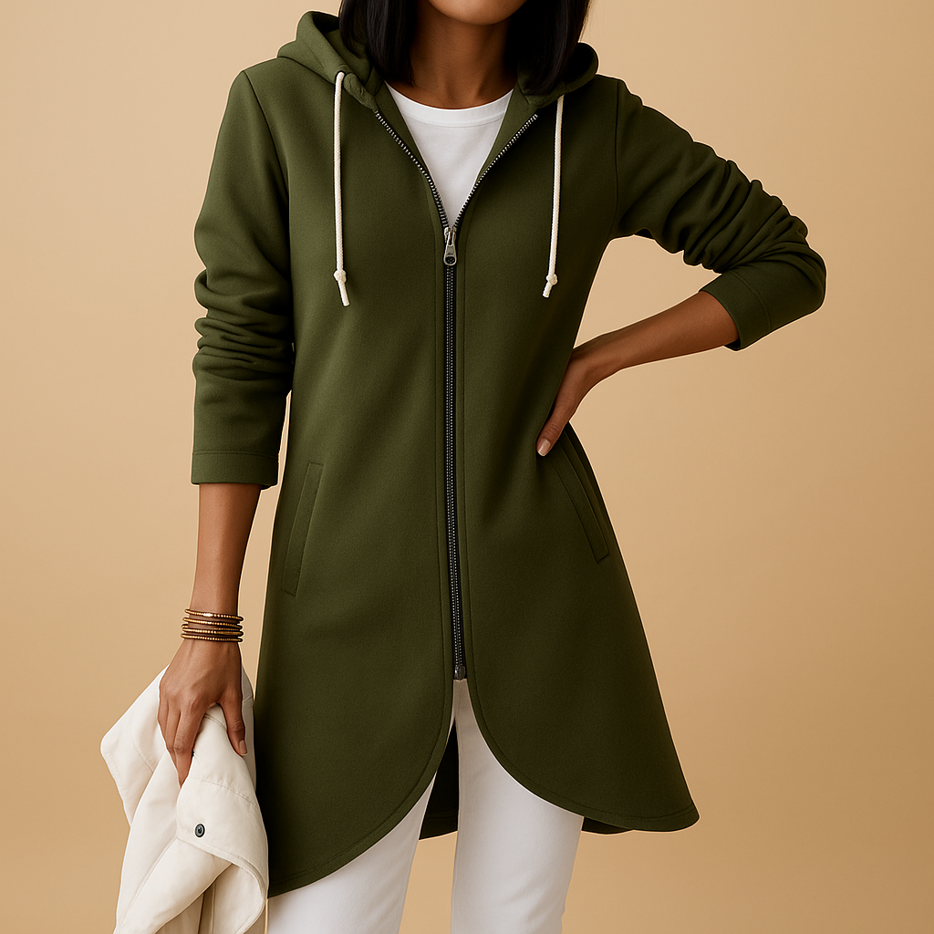 Women's casual knit zip cardigan with a soft fabric and modern design, perfect for layering and versatile everyday wear.