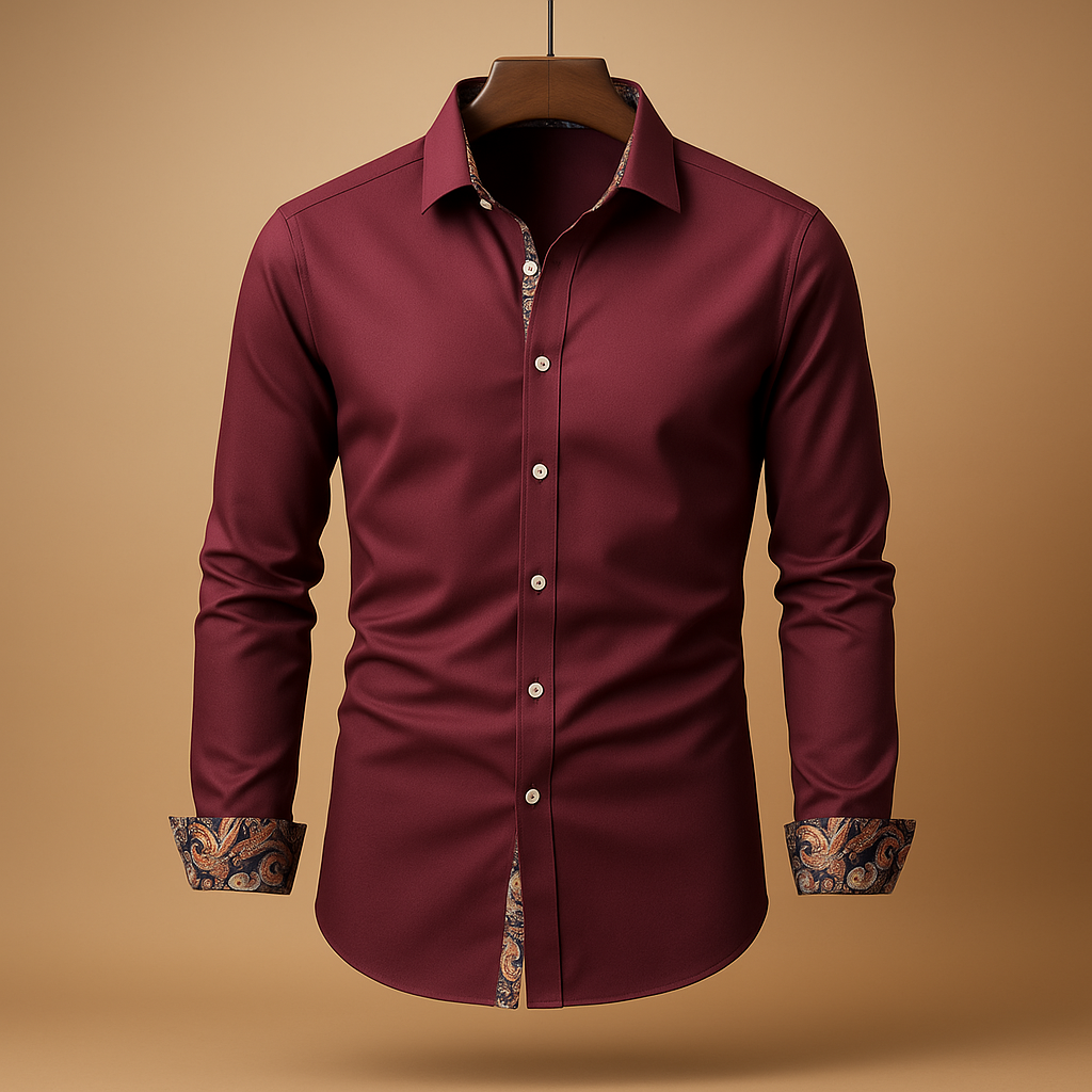 Men’s classic long sleeve button-down shirt with modern design, ideal for formal events, casual dinners, and everyday wear.