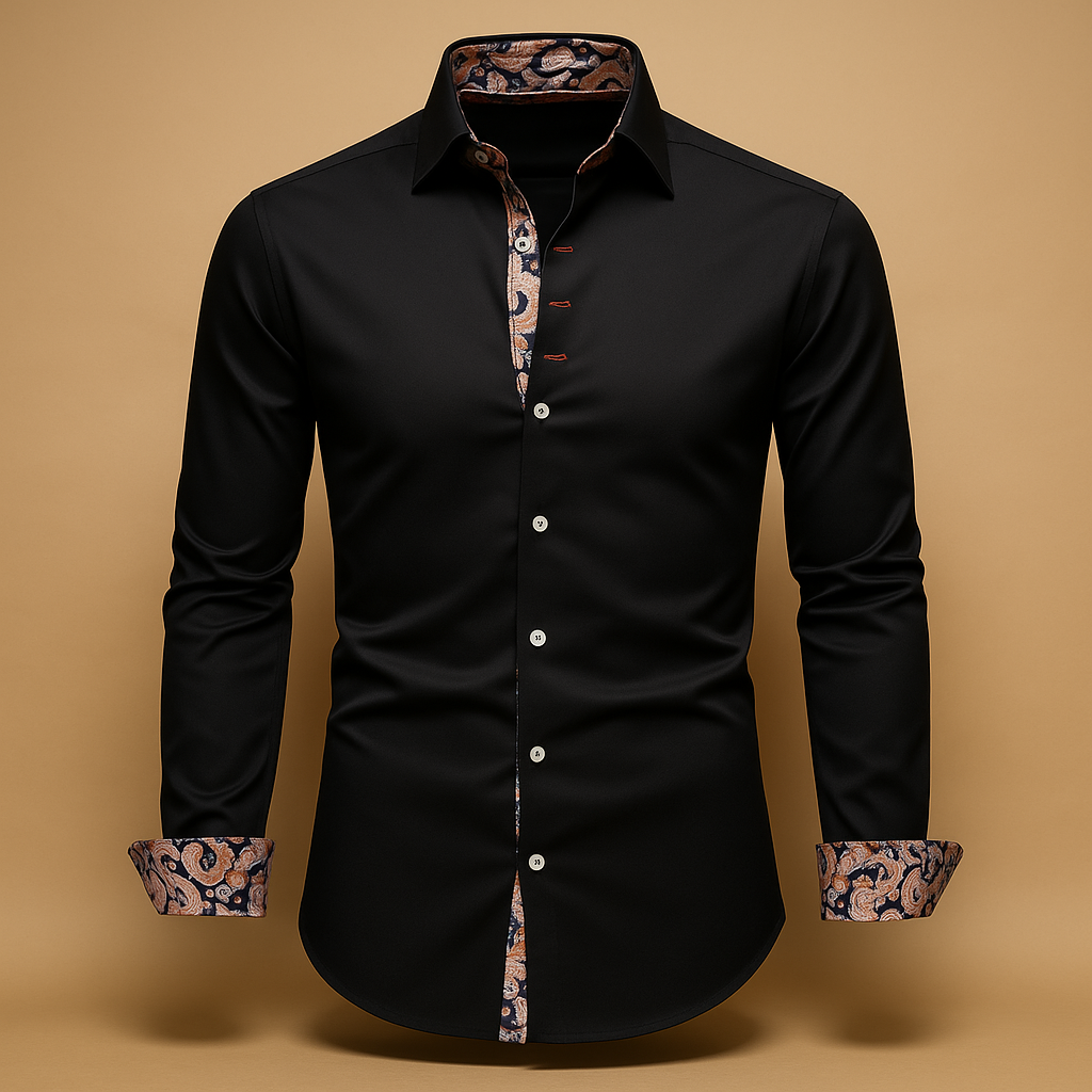 Men’s classic long sleeve button-down shirt with modern design, ideal for formal events, casual dinners, and everyday wear.