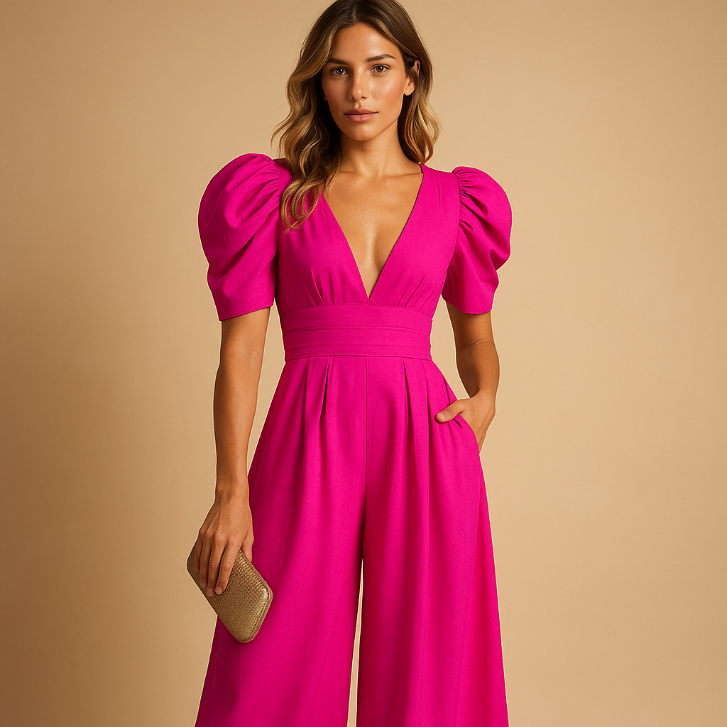 Elegant long jumpsuit for women with tailored fit and timeless design, perfect for formal dinners, galas, and stylish occasions.