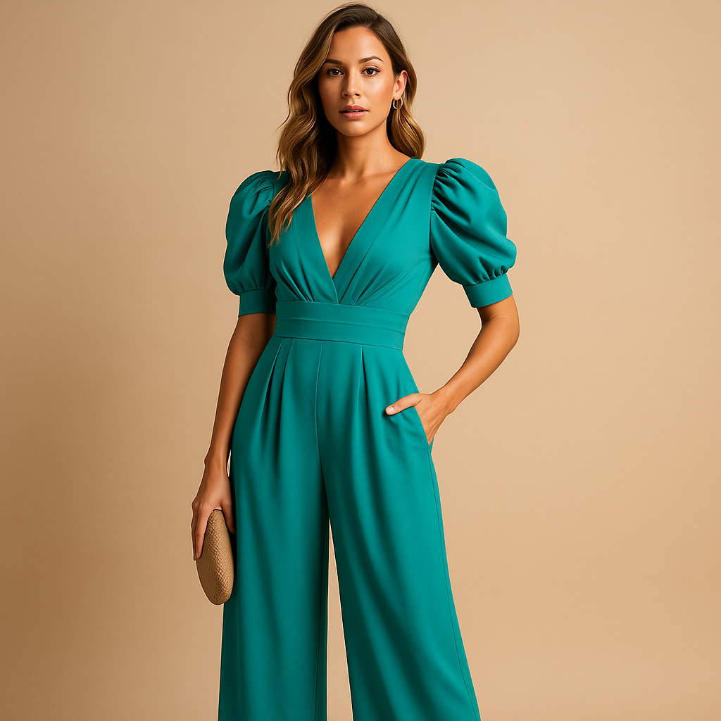 Elegant long jumpsuit for women with tailored fit and timeless design, perfect for formal dinners, galas, and stylish occasions.