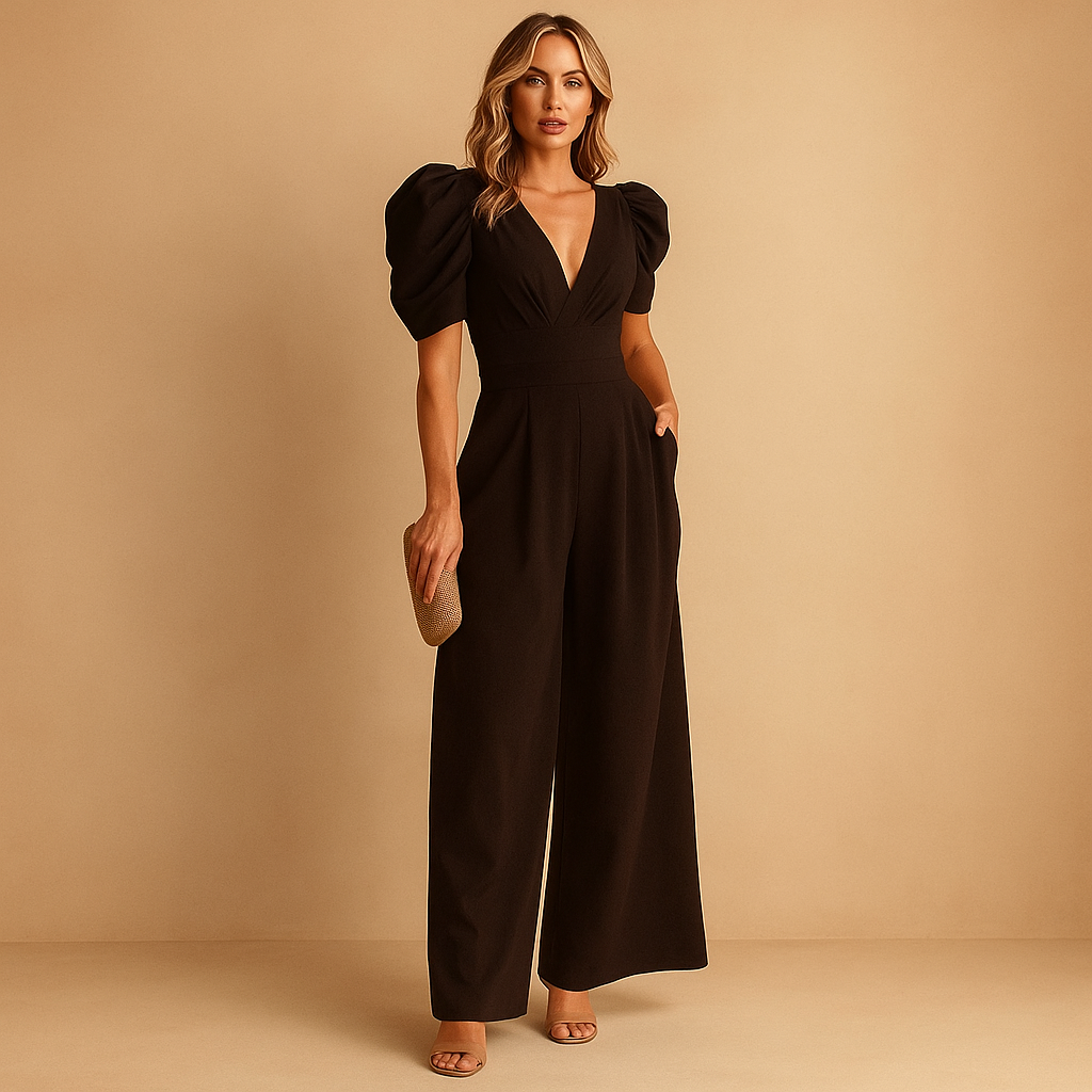 Elegant long jumpsuit for women with tailored fit and timeless design, perfect for formal dinners, galas, and stylish occasions.
