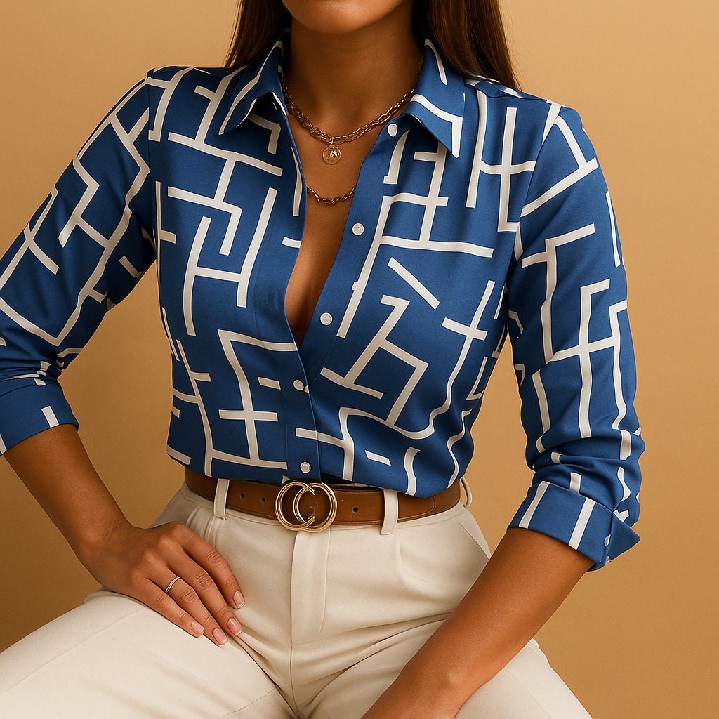 Bold printed blouse for women with a flattering fit and lightweight fabric, perfect for both casual and elegant occasions.