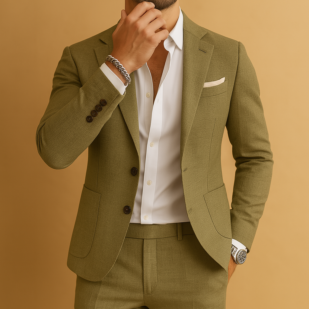 Elegant slim fit suit for men made from breathable fabric, ideal for formal occasions, work meetings, or stylish daily wear.