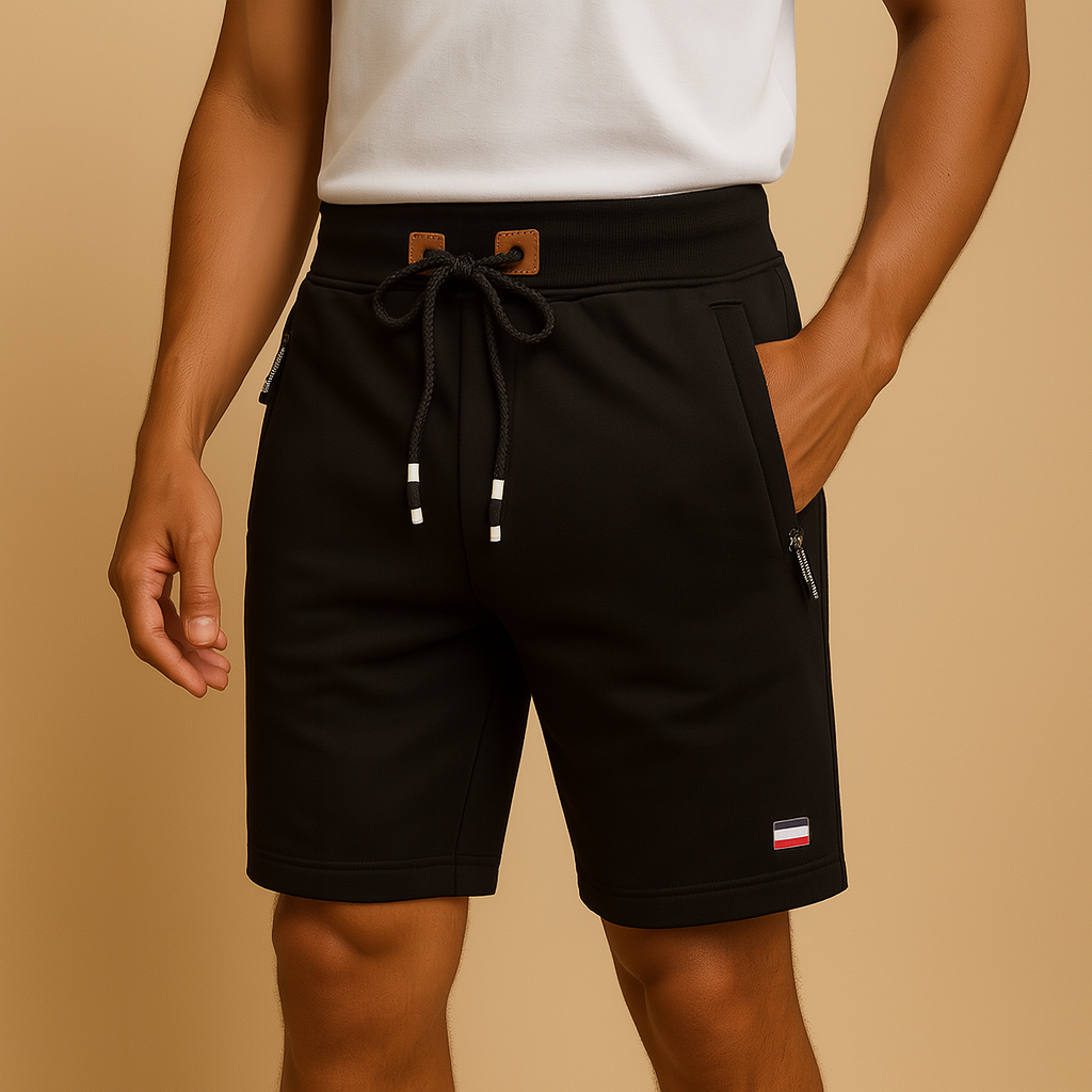 Men’s breathable sport shorts with elastic waistband and multiple pockets, available in black, green, gray, beige, and blue for versatile use.