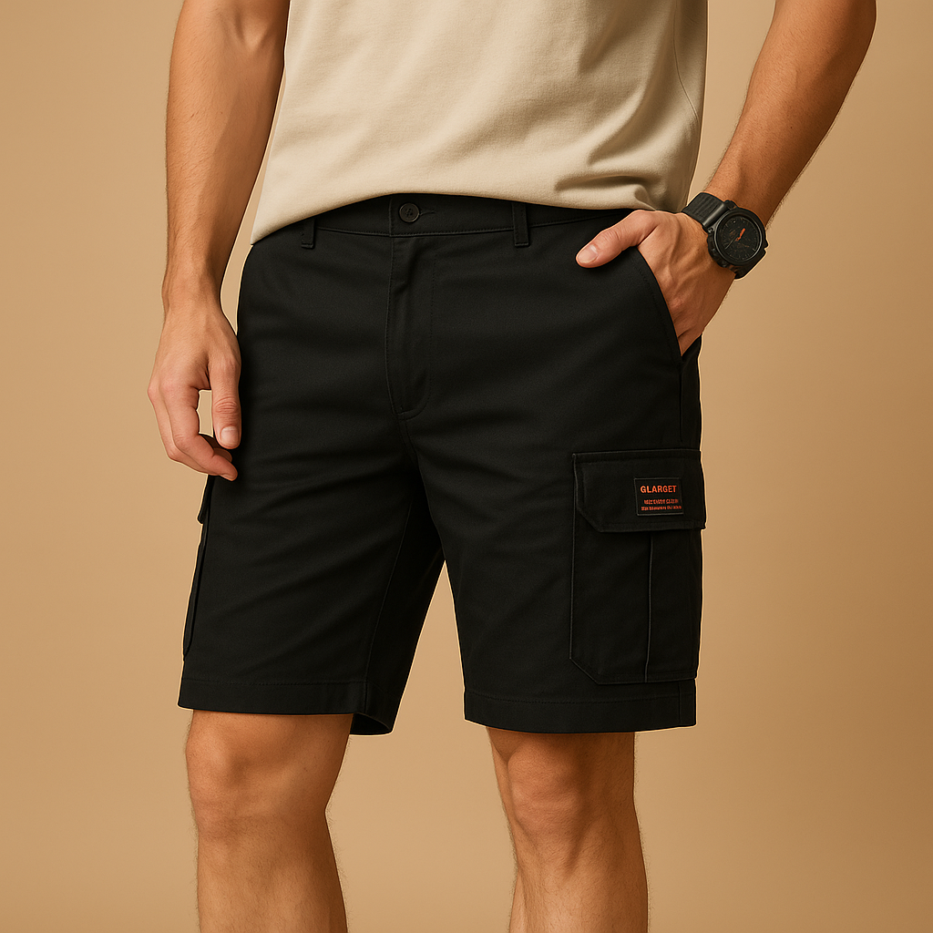 Men’s cargo shorts in black, khaki, and gray with multiple pockets, ideal for hiking, camping, and everyday casual wear.
