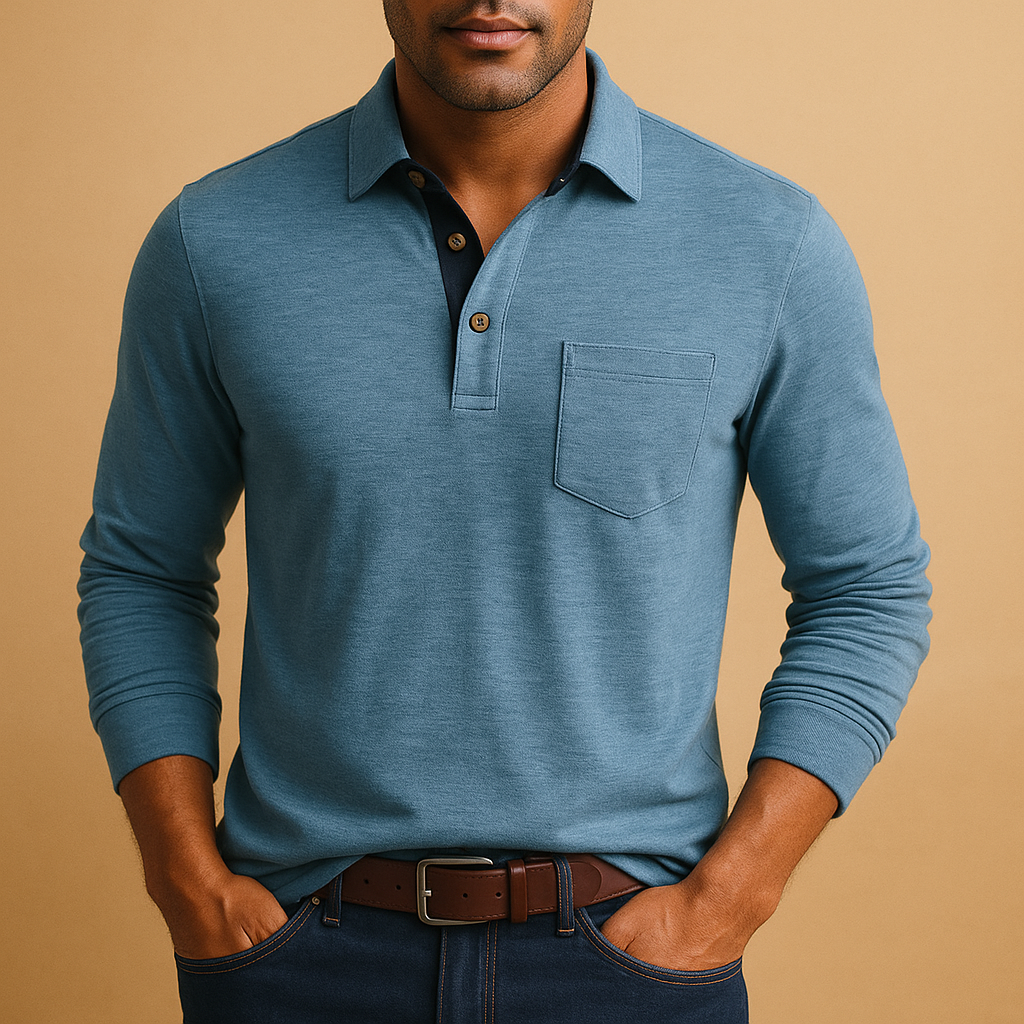 Casual cotton long sleeve shirt for men with button closure and chest pocket, available in multiple colors. Ideal for casual and everyday outfits.