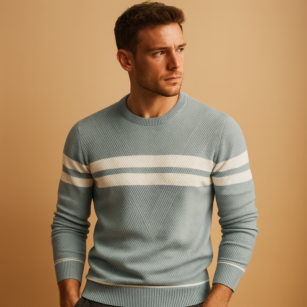 Men’s casual crew neck sweater with a soft warm fabric and comfortable fit, perfect for daily wear in autumn and winter.