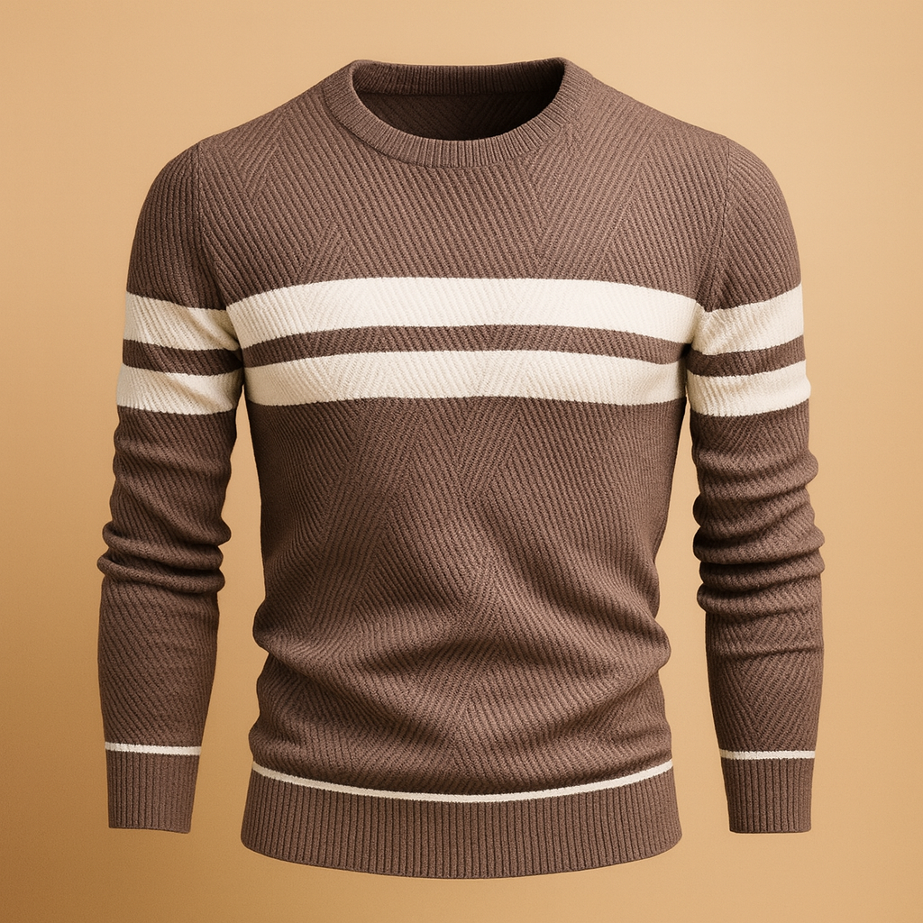 Men’s casual crew neck sweater with a soft warm fabric and comfortable fit, perfect for daily wear in autumn and winter.