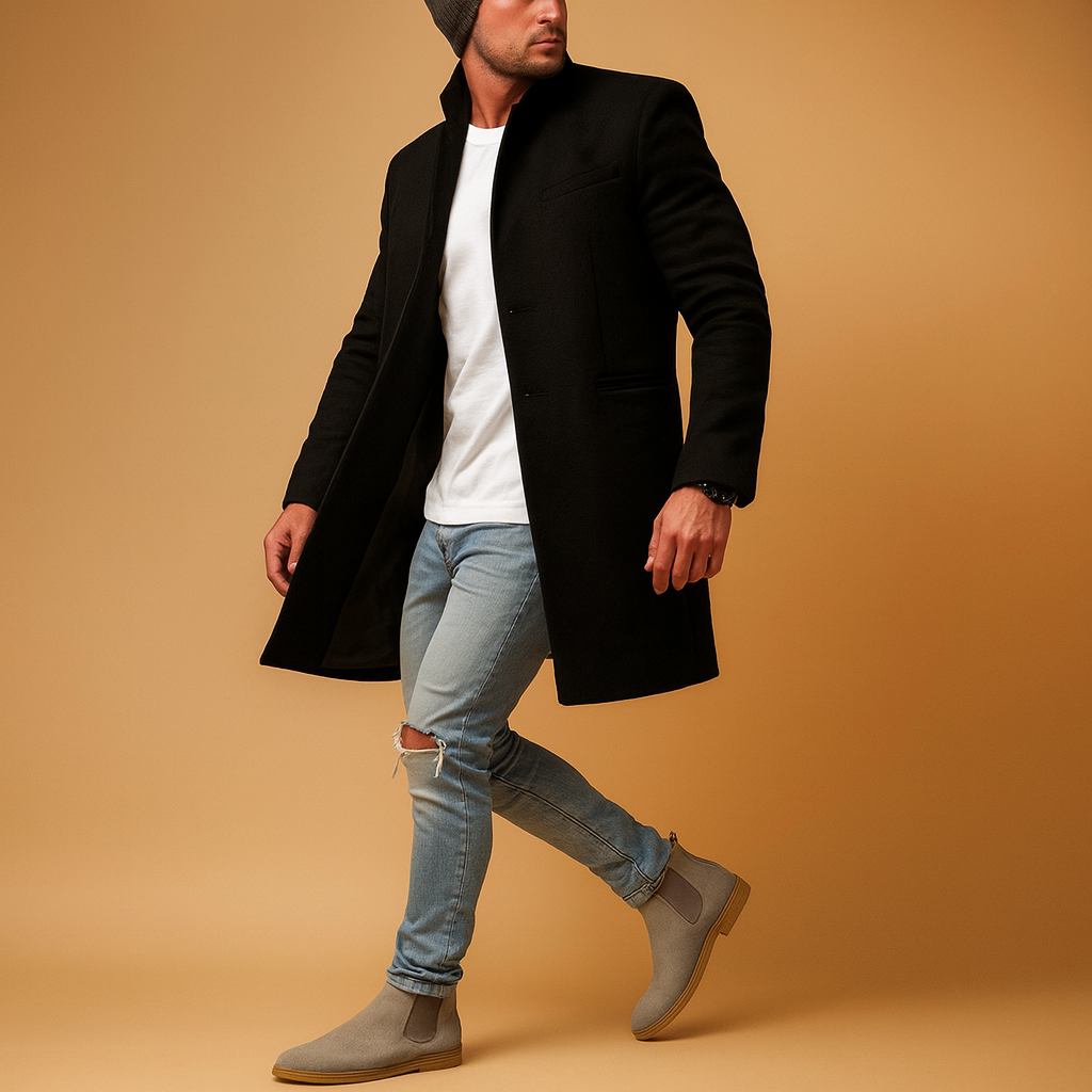 Men’s casual winter coat with relaxed fit and warm lining, perfect for cold weather, autumn, and winter wear.