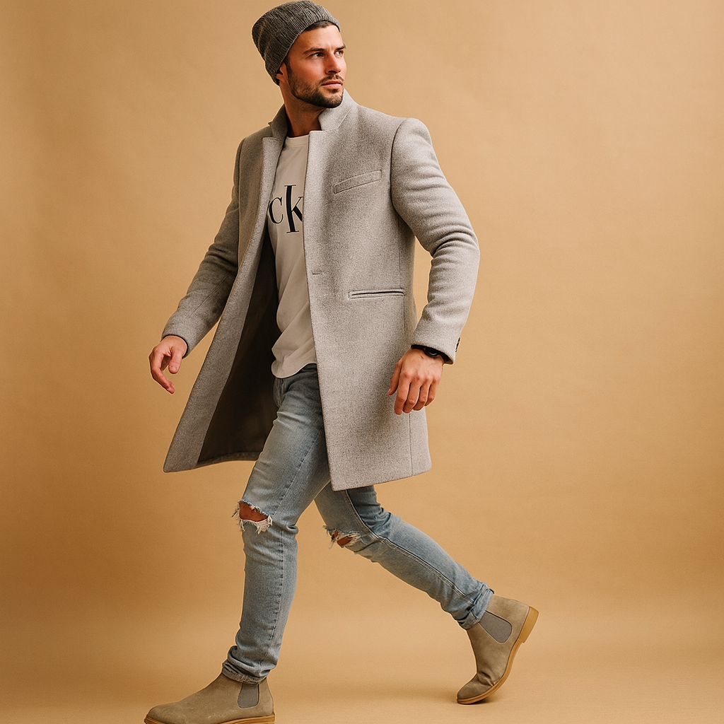 Men’s casual winter coat with relaxed fit and warm lining, perfect for cold weather, autumn, and winter wear.
