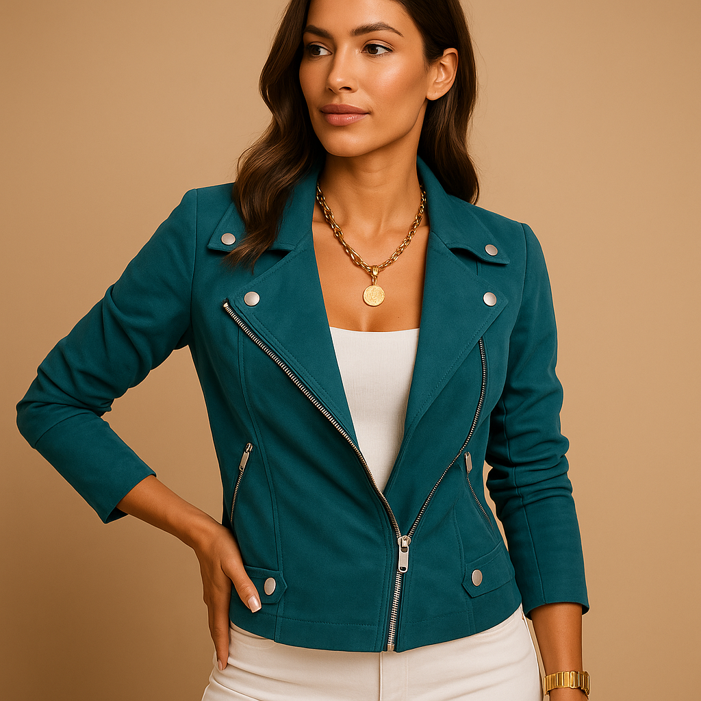 Chic short summer jacket for women in breathable lightweight fabric with modern cut, tailored fit, and versatile style for casual outfits, travel, or smart occasions.