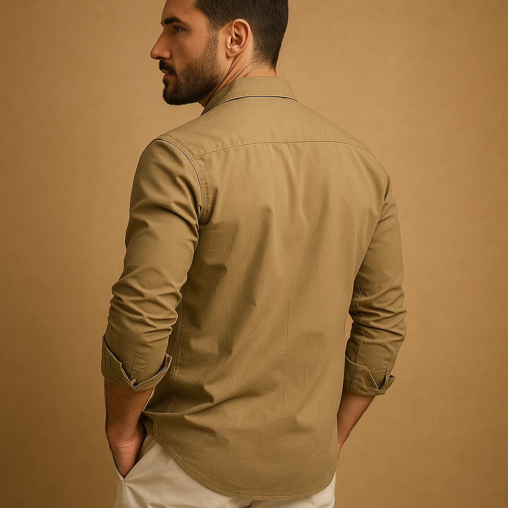 Men’s classic button-up shirt Adrian with notch collar and chest pocket, perfect for formal events, office wear, or casual occasions.