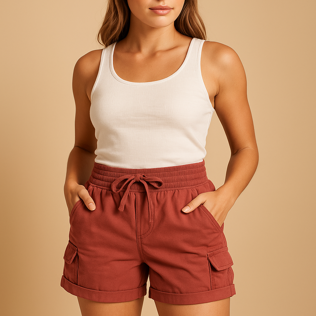 Women’s classic cargo shorts with airy fit, breathable fabric, and functional pockets. Perfect for summer wear, casual outings, and active days.