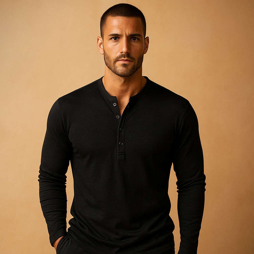 Classic long sleeve shirt for men with comfortable straight fit, available in black, green, khaki, red, and white. Perfect for casual or work outfits.