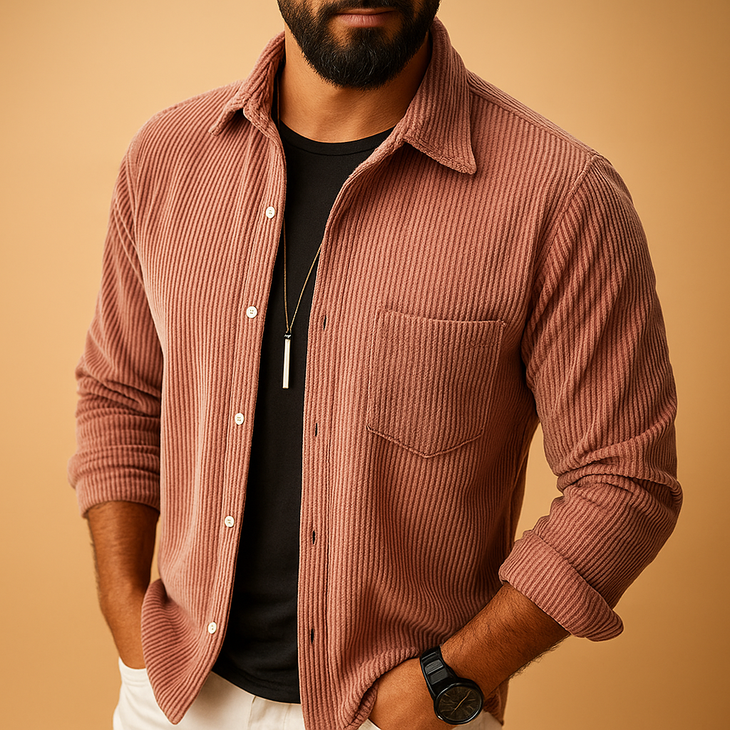 Men’s classic long sleeve shirt Oliver in green, red, white, khaki, or black. Lightweight, breathable, and ideal for work, leisure, or formal occasions.