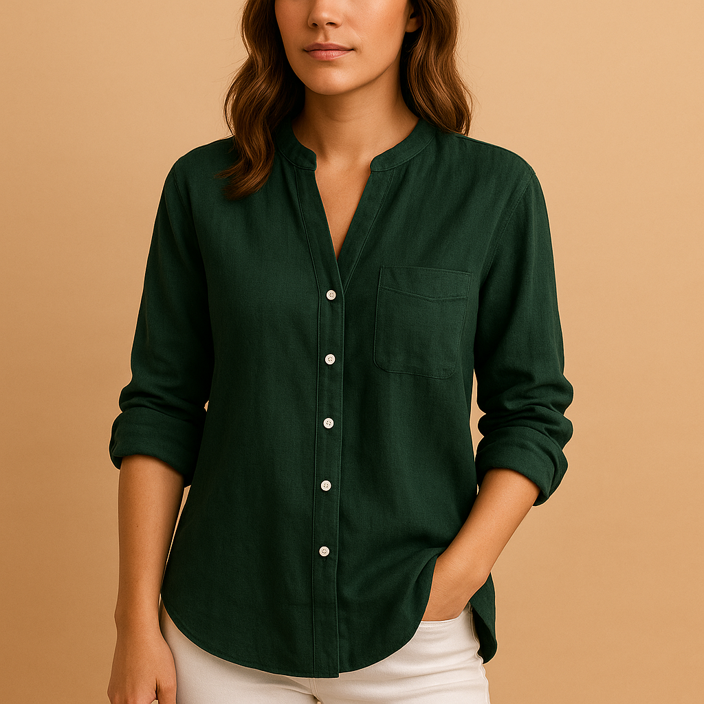 Classic long sleeve shirt for women with a tailored fit, breathable fabric, and button closure, perfect for casual or formal wear.