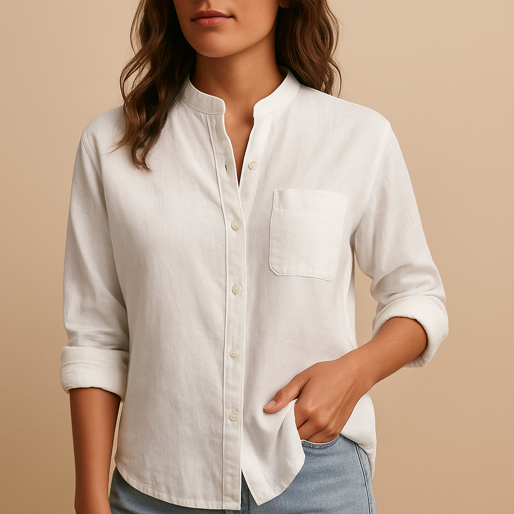 Classic long sleeve shirt for women with a tailored fit, breathable fabric, and button closure, perfect for casual or formal wear.