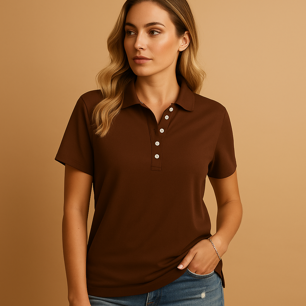 Stylish women’s polo shirt with a tailored fit and classic design, perfect for work, casual days, or everyday wear.